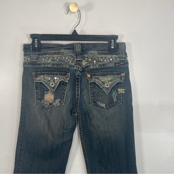 Miss Me Denim Blue Jeans Women’s 27 Rhinestone Bootcut Camouflage Distressed - Picture 10 of 16